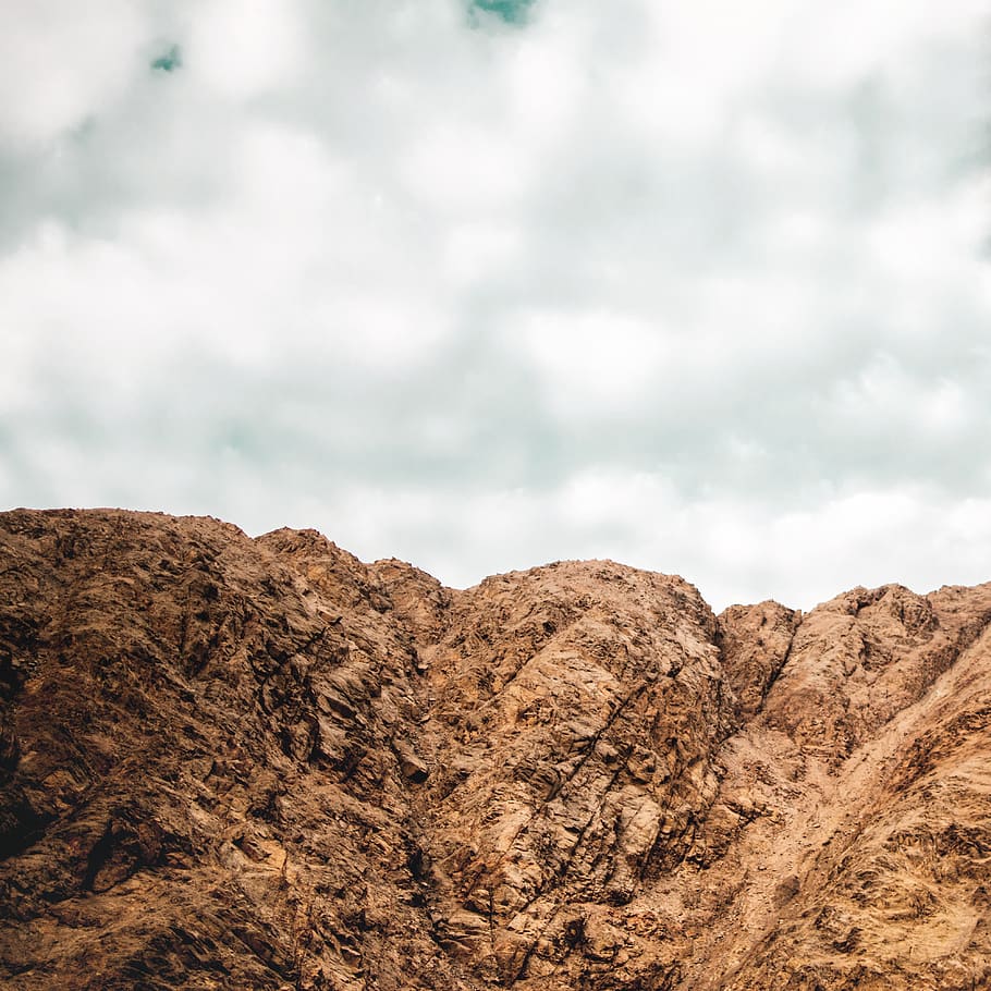 brown mountain under cloudy sky during daytime, rock, cloud - sky HD wallpaper