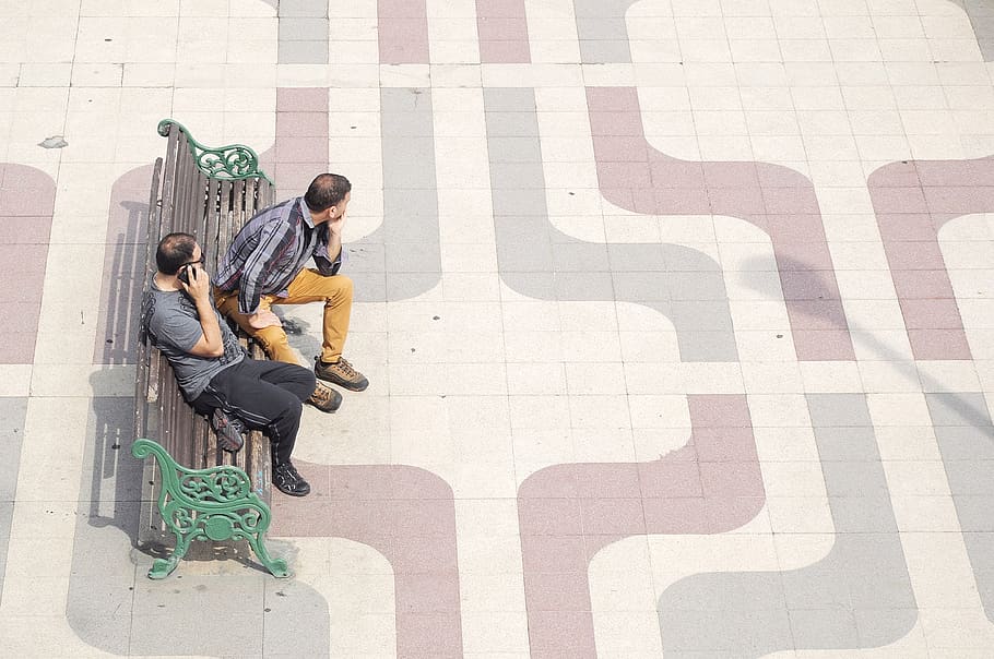 people, men, street, geometry, tiles, architecture, street life HD wallpaper