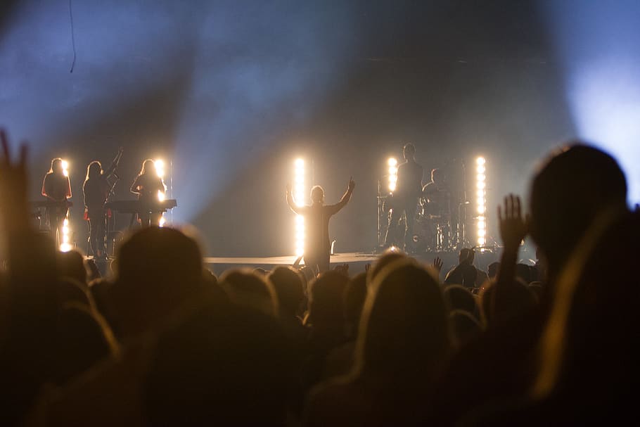 People Gathering at Concert, backlight, band, blur, celebration HD wallpaper