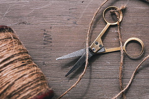 cord, hemp cord, bind, scissors, retro, cut, coil, craft, tool HD wallpaper