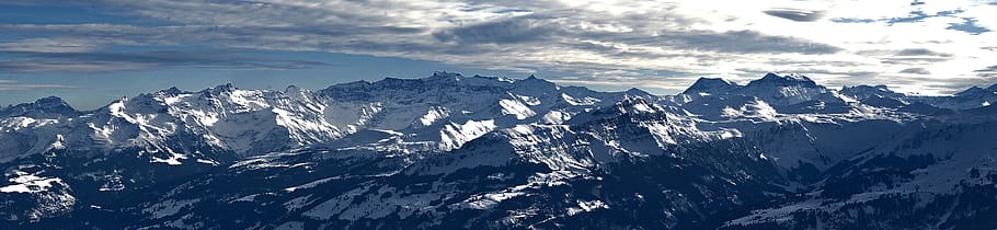 mountains, panoramic, panorama, snow, winter, environment, cold temperature HD wallpaper