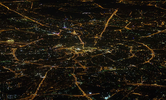 moscow, night, map, plane, view, air, aerial, airplane, city HD wallpaper