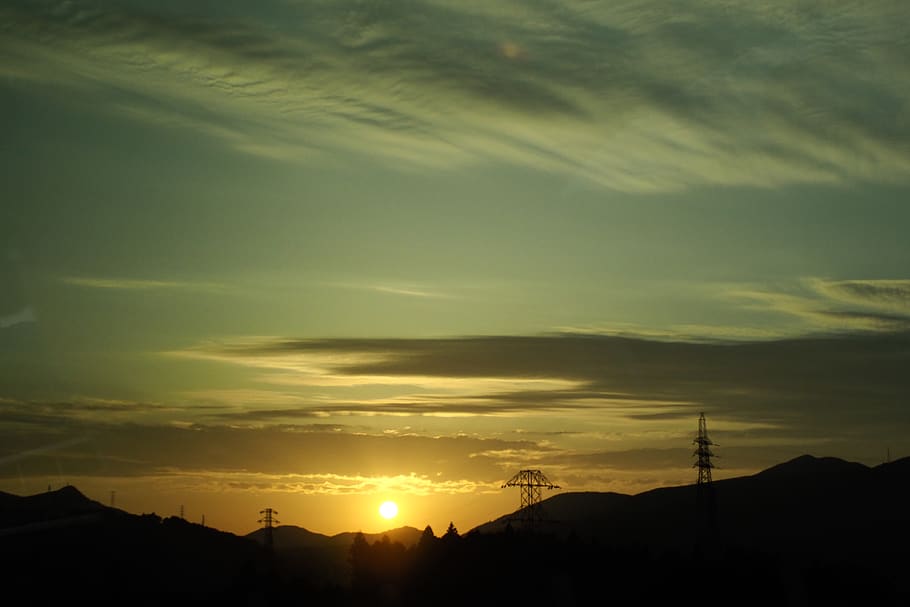 sunset, sky, cloud, mountain, tower, summer, japan, cloud - sky HD wallpaper