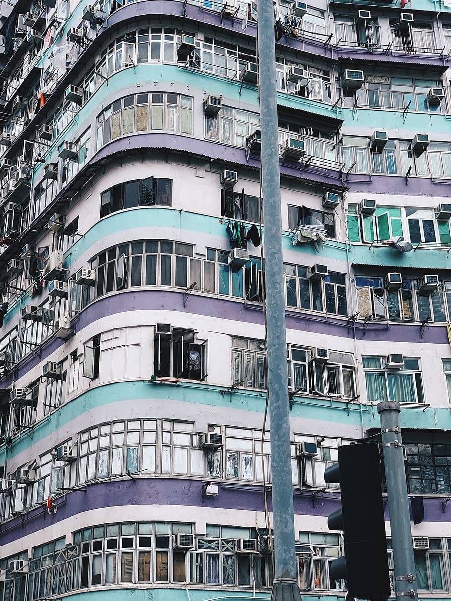 teal and white building, building exterior, architecture, built structure HD wallpaper