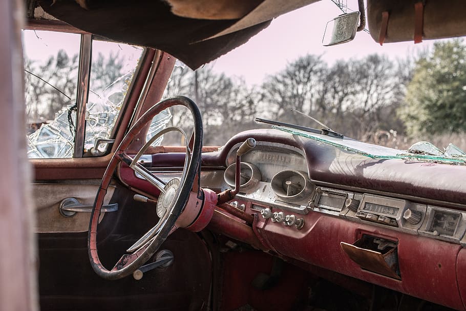 oldtimer, auto, rust, antique, rusted, decay, red, mode of transportation HD wallpaper