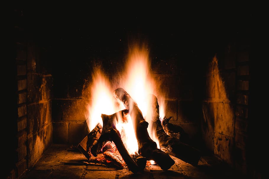 Photo of Lighted Firewoods in Dark Place, blaze, bonfire, burn HD wallpaper