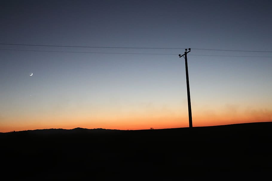 iran, mesr, sky, desert, nightshot, moon, sunset, technology HD wallpaper