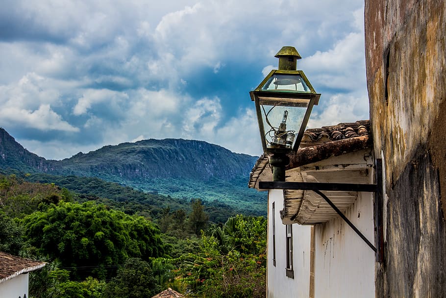 tiradentes, brasil, sky, lamp, historic, hill, view, green, HD wallpaper