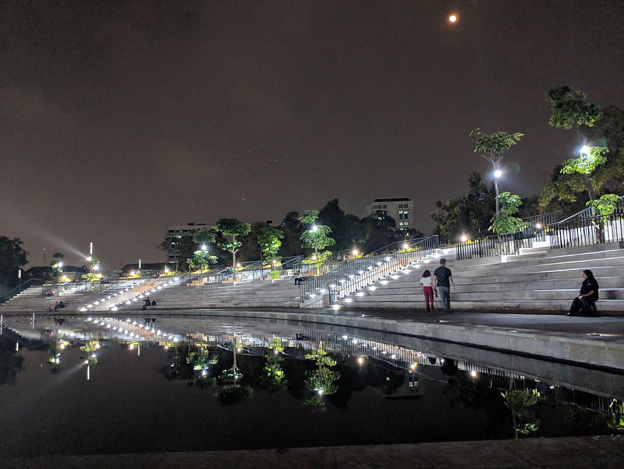 indonesia, taman lapangan banteng, architecture, illuminated