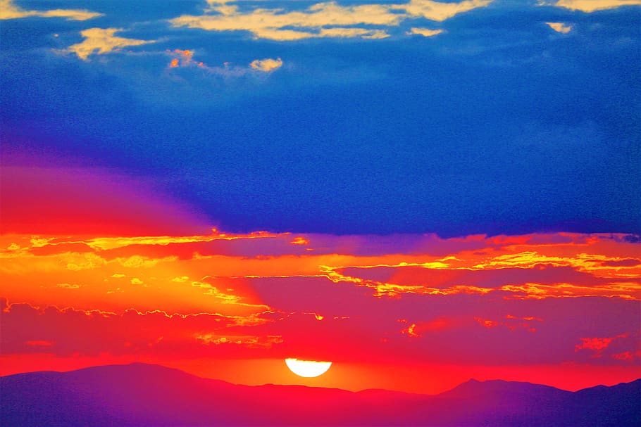 sunset, nature, sky, clouds, in the evening, solar, colors HD wallpaper