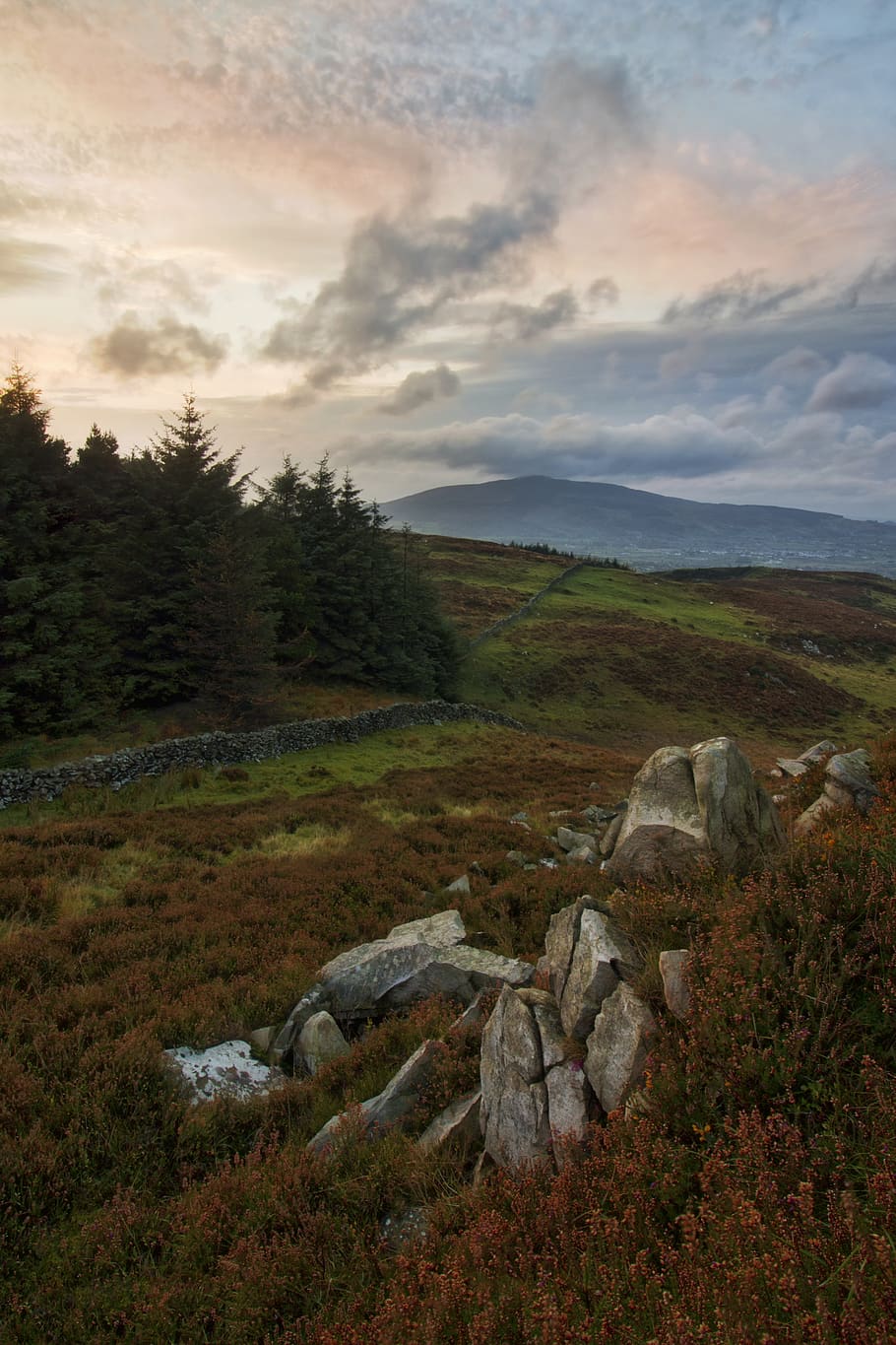 Gray Rocks on Hill, clouds, daylight, environment, grass, grassland HD wallpaper