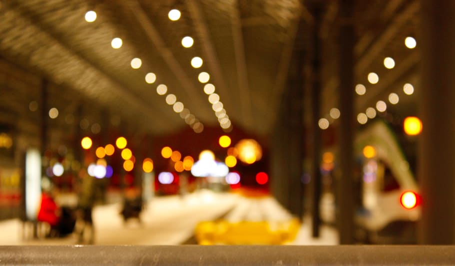 train, station, lights, red, white, yellow, people, sit, railway HD wallpaper