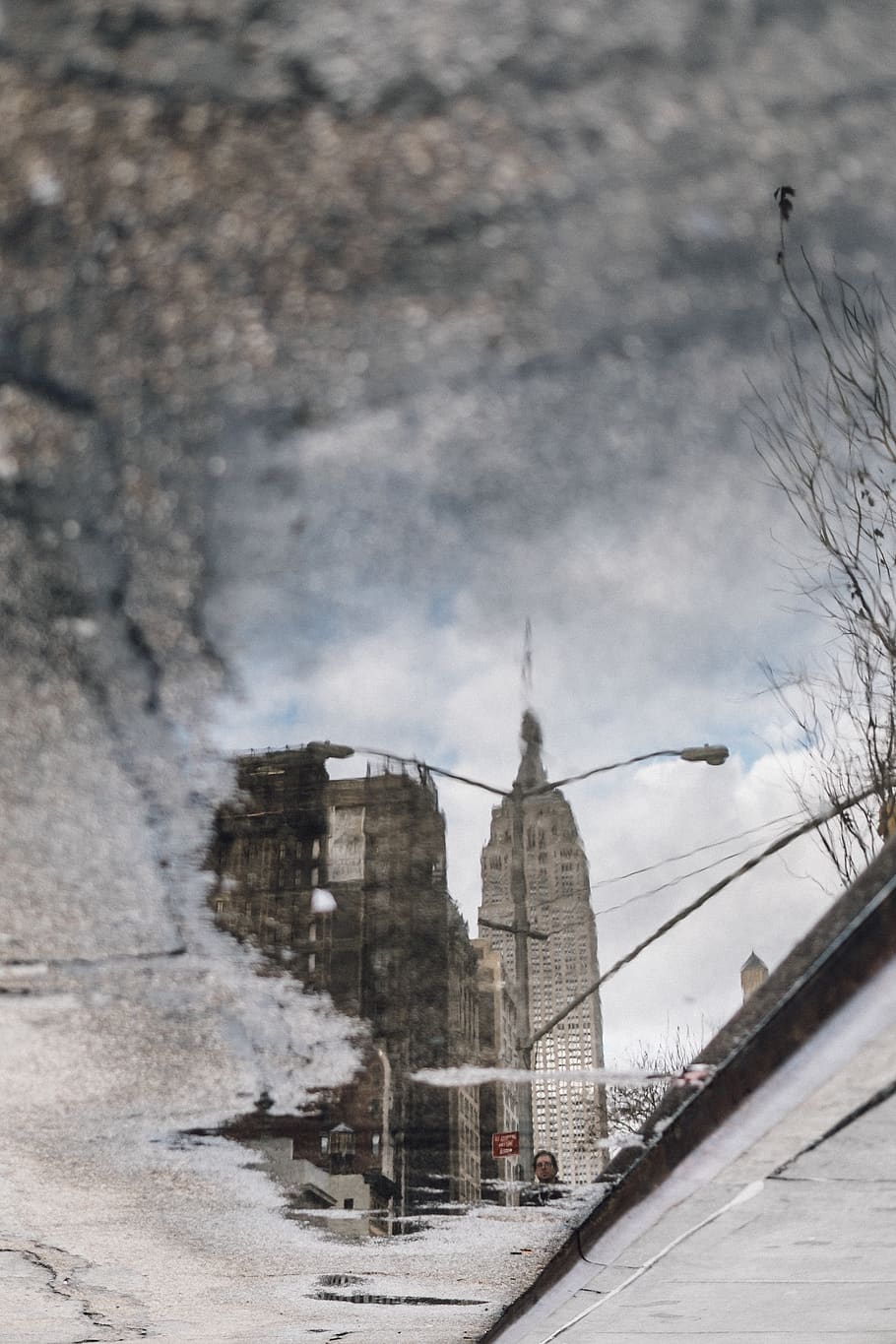 empire state building, united states, new york, reflection