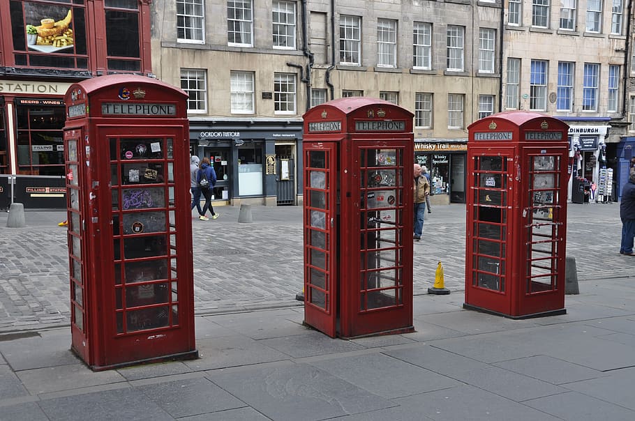phone box, edinburgh, british, architecture, building exterior HD wallpaper