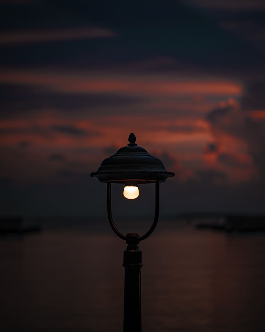 lamp, lamp post, lampshade, lantern, flare, light, nature, sky, HD wallpaper