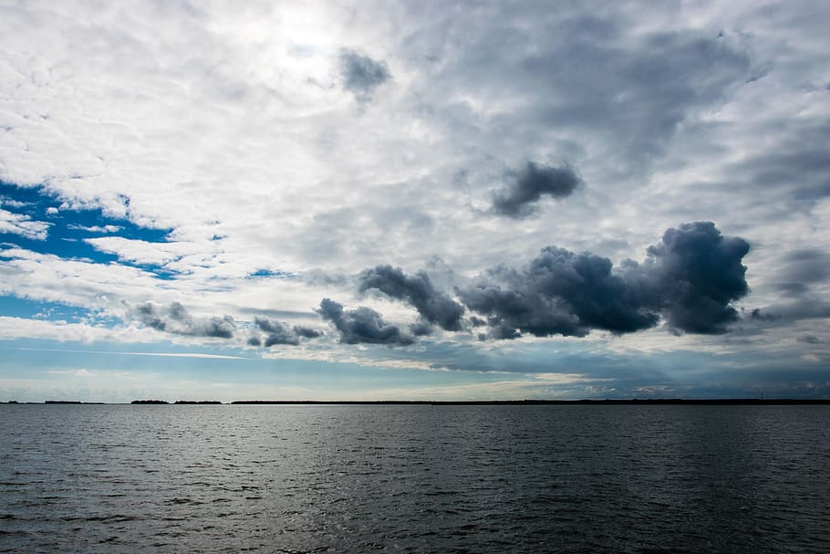 germany, bodstedter bodden, cloud, sky, sea, water, clouds HD wallpaper