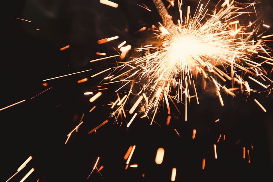 Lighted Sparkler, bright, celebration, close-up, fireworks, sparks HD wallpaper
