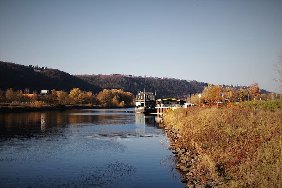 fall, water, sky, clear sky, no people, nature, architecture HD wallpaper