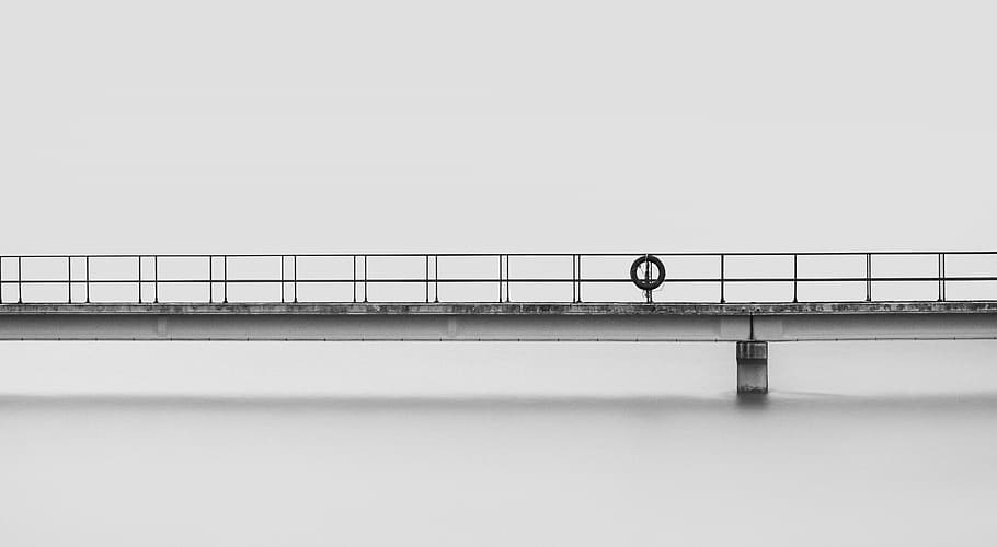 gray concrete bridge, railing, copy space, architecture, built structure HD wallpaper