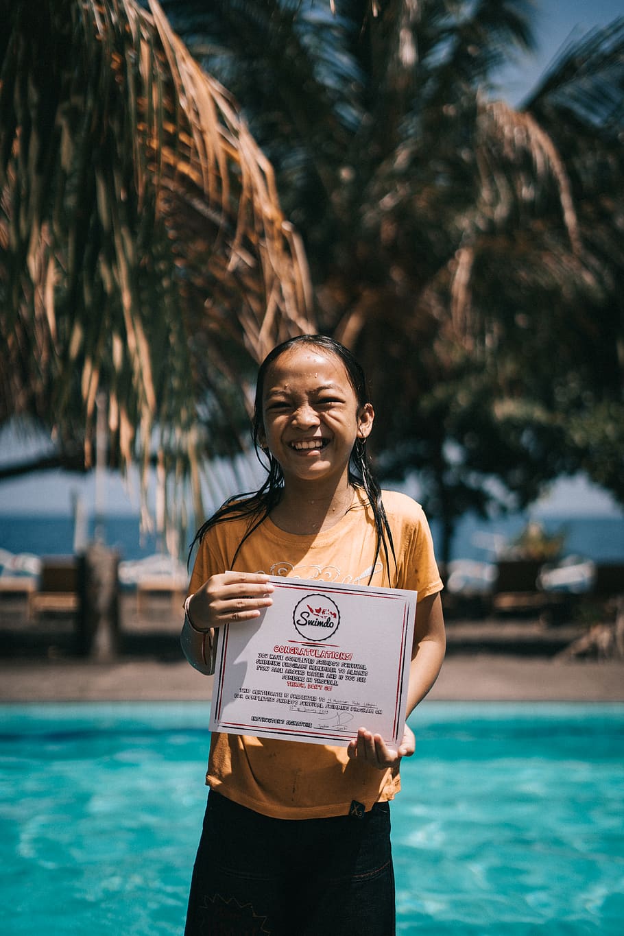 Girl Holding A Certificate, enjoyment, fun, person, resort, water HD wallpaper