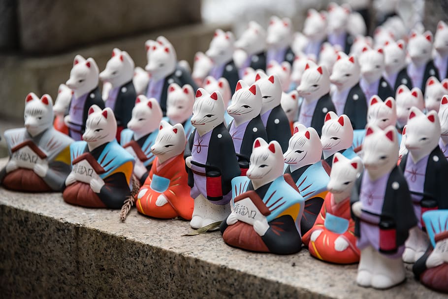 assorted-color cat figurines, representation, large group of objects HD wallpaper