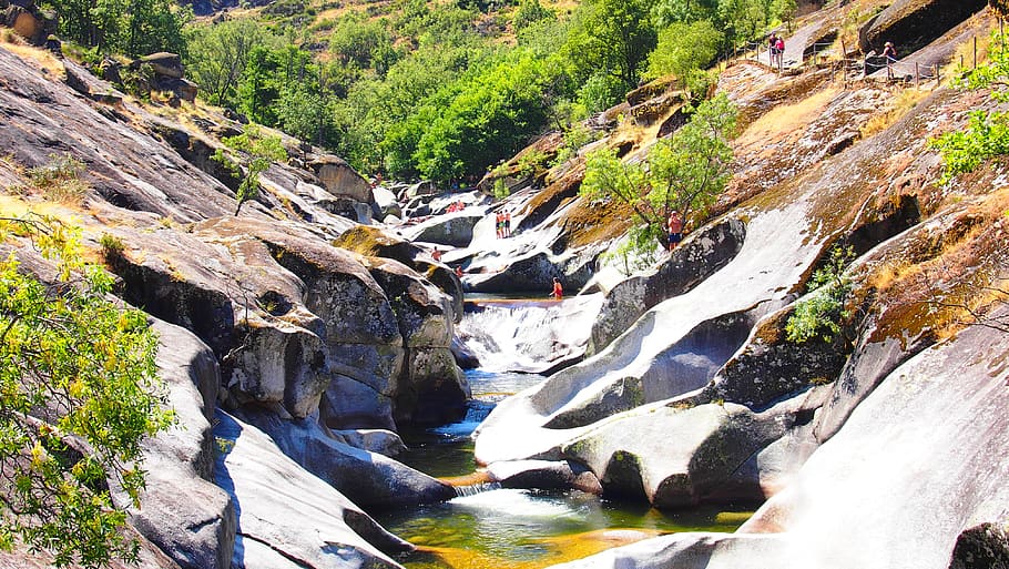 jerte, spain, river, water, beauty in nature, rock, tree, rock - object HD wallpaper