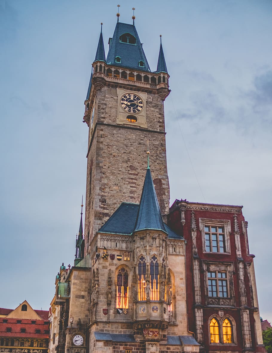 architecture, tower, building, steeple, spire, clock tower