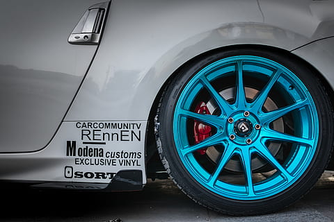 blue multispoke wheel, machine, tire, transportation, automobile HD wallpaper