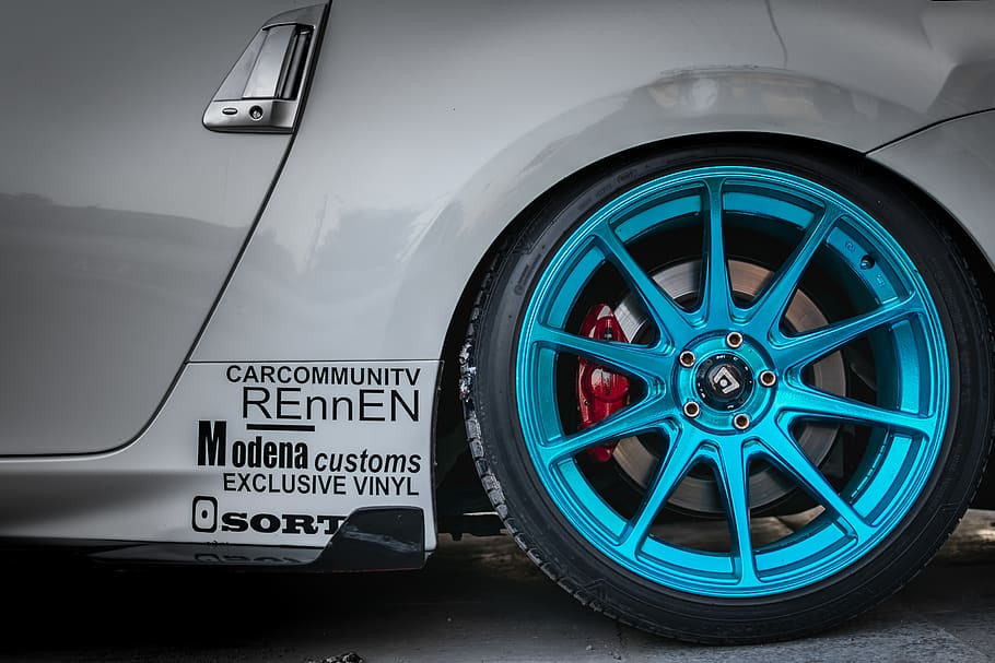 blue multispoke wheel, machine, tire, transportation, automobile HD wallpaper