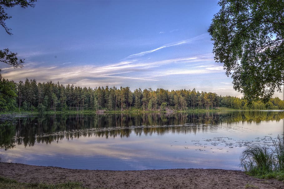 Scenic View of River, calm, clouds, daylight, environment, forest HD wallpaper