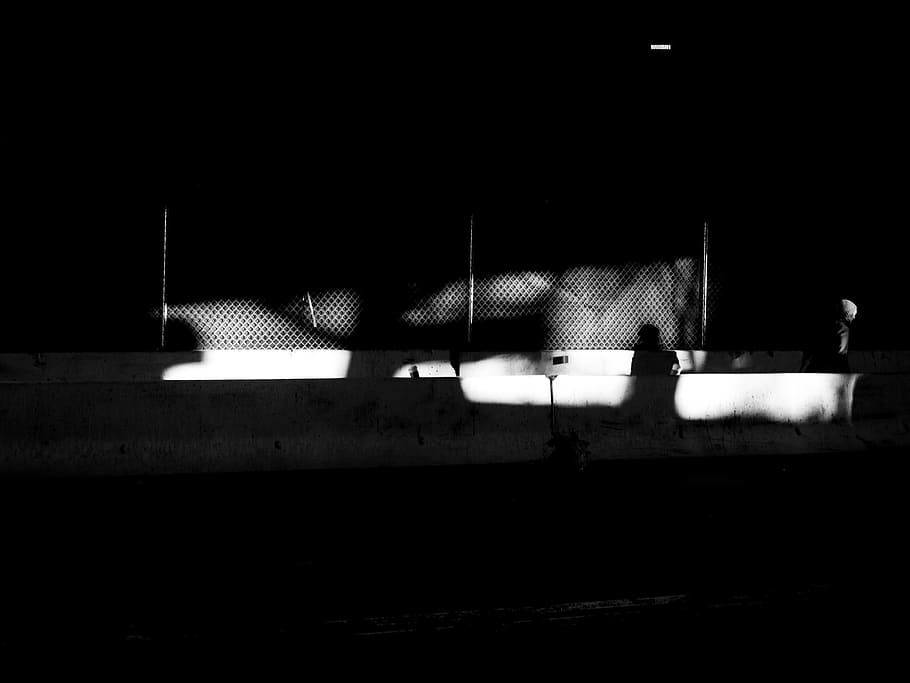 black and white LED light, illuminated, dark, night, lighting equipment HD wallpaper