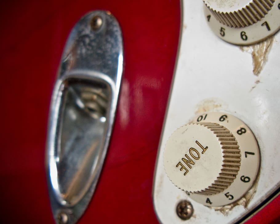 united states, destin, red, knobs, guitar, worn, old, tone HD wallpaper