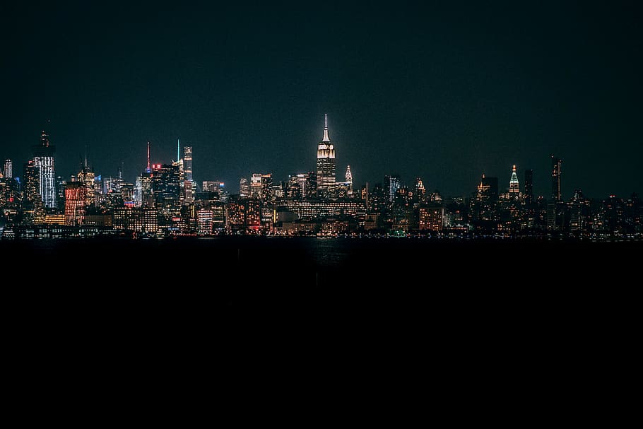 skyscraper view from sea, metropolis, town, building, urban, city HD wallpaper