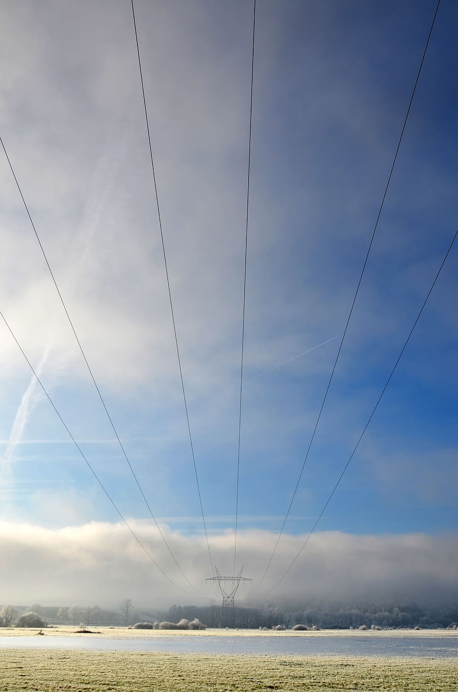 frost, cold, winter, frozen, ice, nature, post, electric, high voltage, HD wallpaper