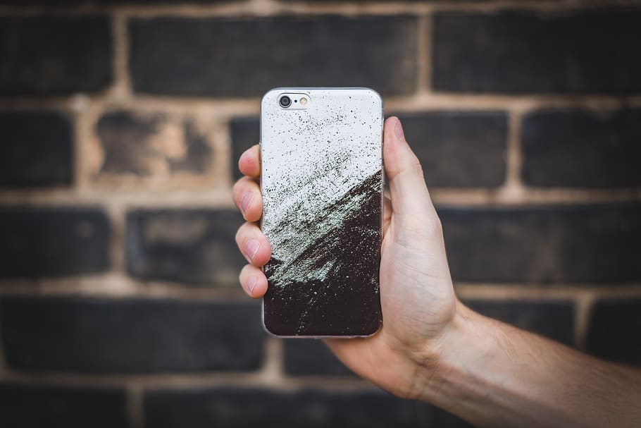 Black and Grey Phone Case, hand, iphone, iphone 6, Iphone case, HD wallpaper