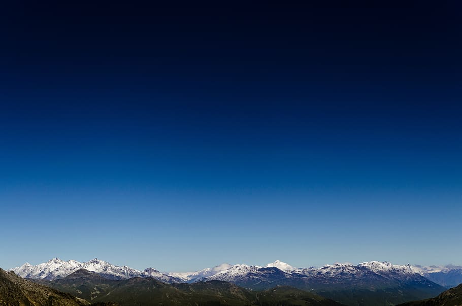 blue, sky, mountain, highland, landscape, nature, outdoor, view HD wallpaper