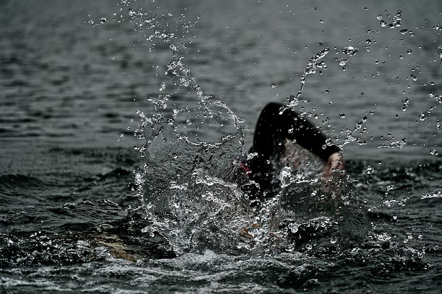 person doing freestyle swim, water, swimming, sports, quaker lake, HD wallpaper