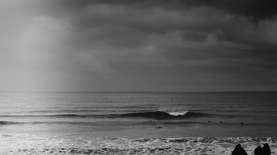 taiwan, taipen, surf, surfing, surfer, waves, blackandwhite, HD wallpaper