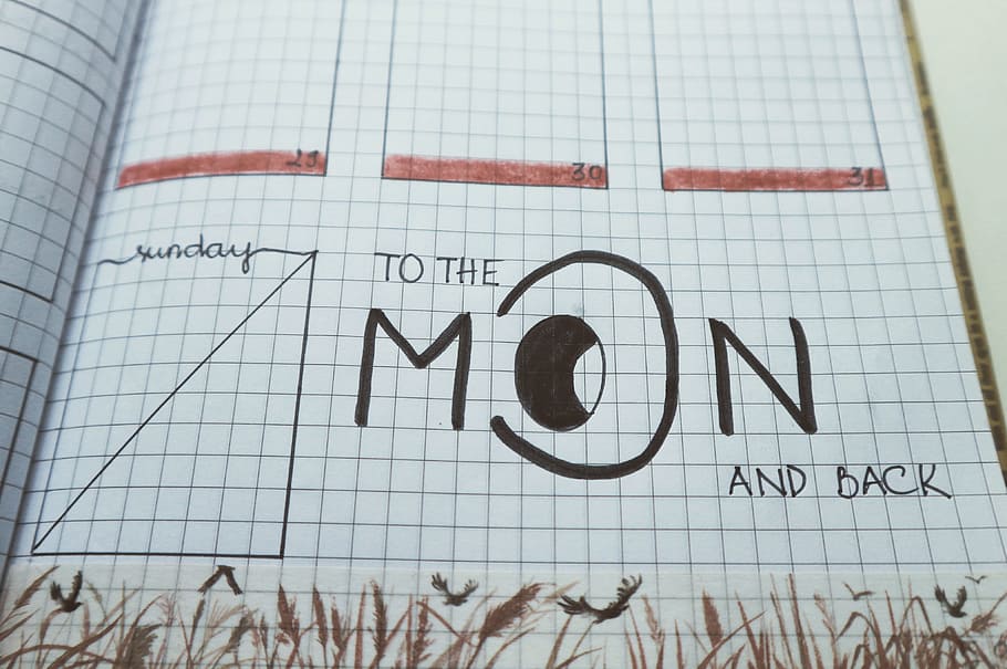 To the Moon and Back Written Paper, grid, notebook, planner, text HD wallpaper
