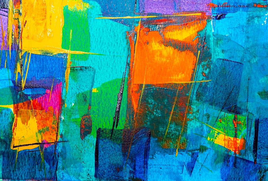 multi colored, paint, art and craft, backgrounds, blue, creativity HD wallpaper
