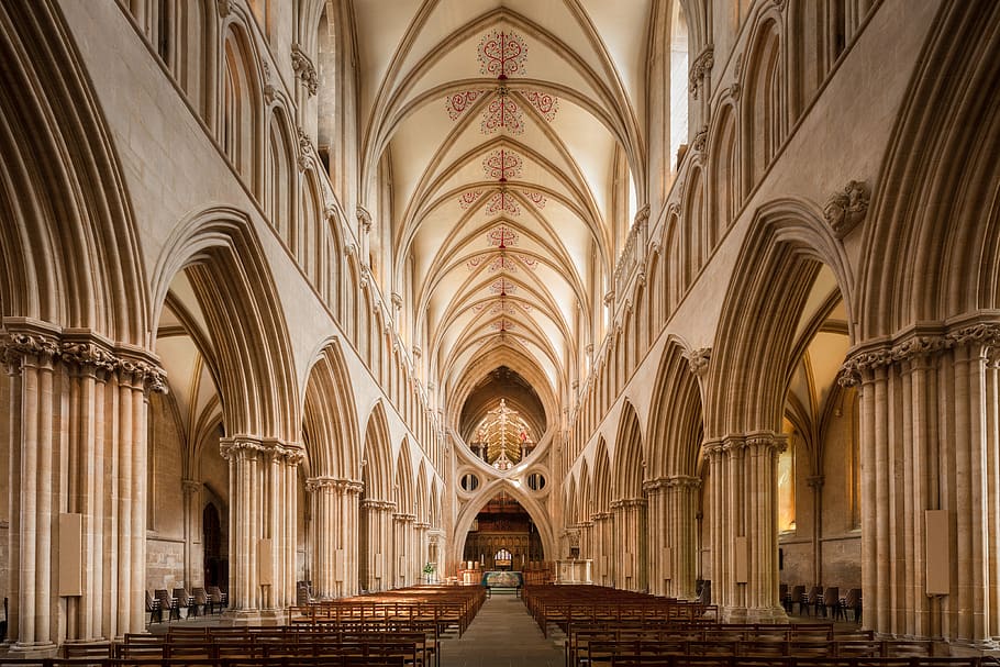 wells cathedral, church, abbey, minster, religious, religion, HD wallpaper