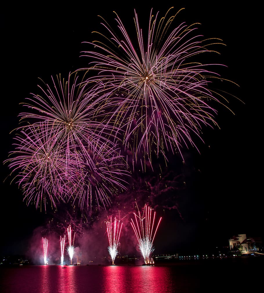 australia, canberra, firework, night, firework display, illuminated HD wallpaper