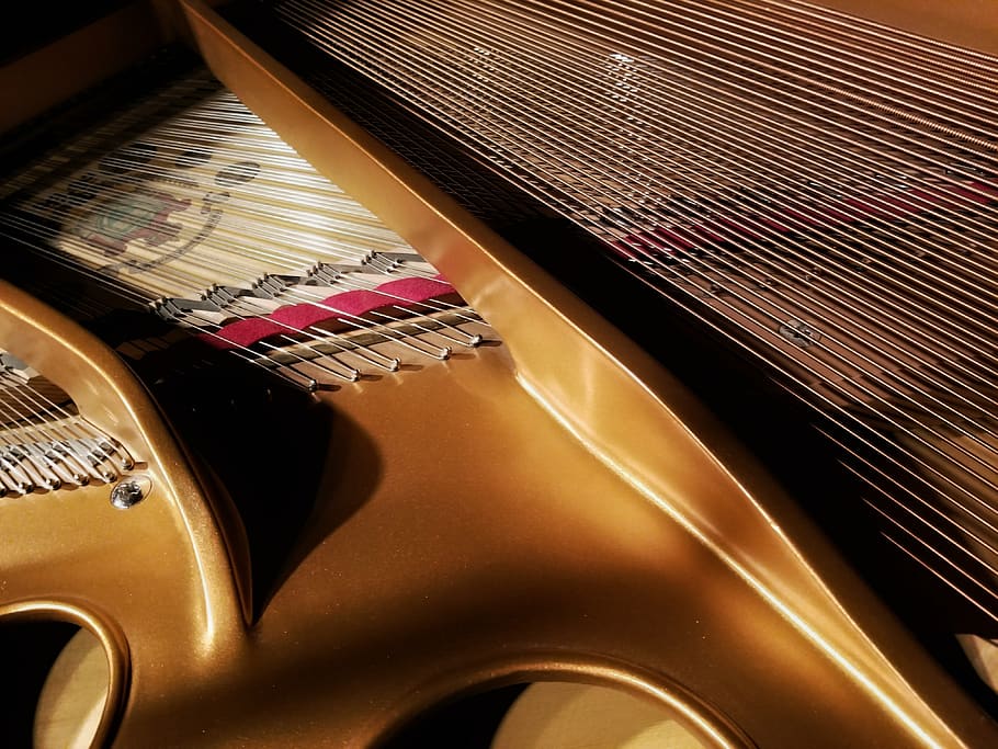 music, piano, strings, frame, inside, how things work, grand piano