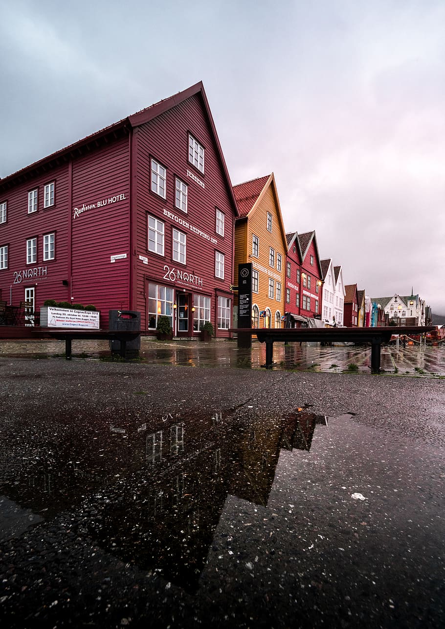 establishments under cloudy sky, architecture, building exterior HD wallpaper