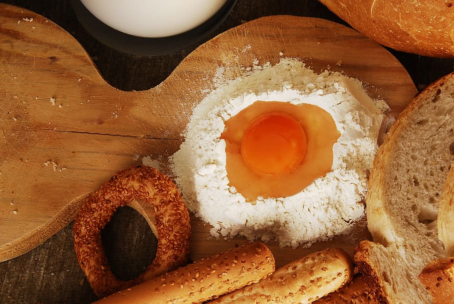 Egg on White Flour, baking, bread, egg yolk, food and drink, freshness HD wallpaper