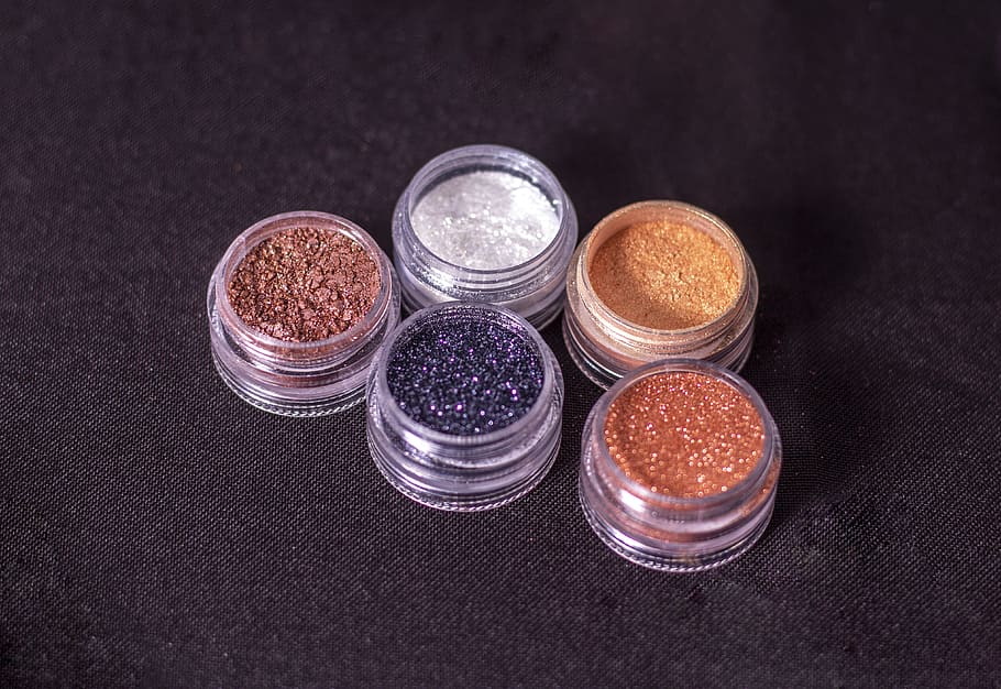 Close-Up Photo of Glitters on Round Containers, assorted, colors HD wallpaper
