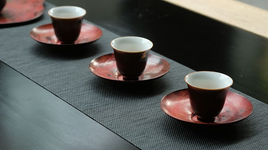 red ceramic cups and saucers, mug, drink, food and drink, refreshment HD wallpaper