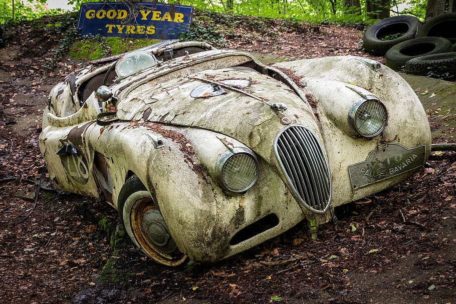 auto, car cemetery, historically, oldtimer, wreck, rusted, car wreck