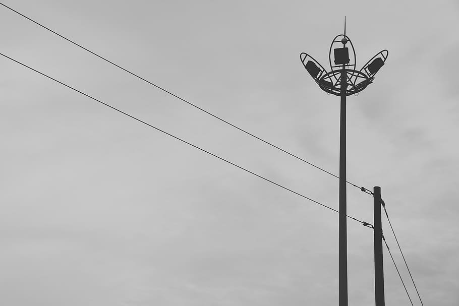 线条, 黑白, 街头, low angle view, sky, pole, lighting equipment HD wallpaper