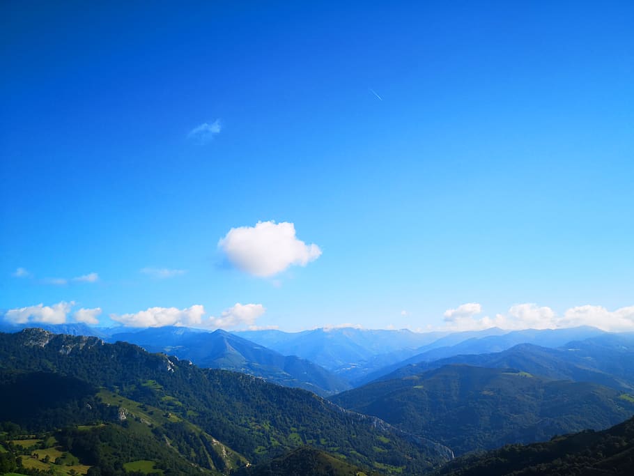 asturias, spain, forest, clouds, sky, mountains, beauty in nature HD wallpaper